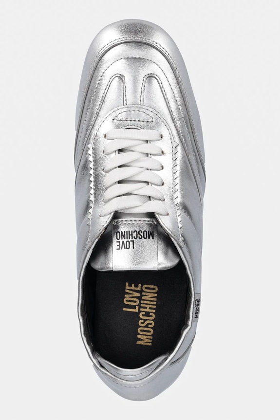 Kožené tenisky Love Moschino stříbrná JA10201G1NIF0902