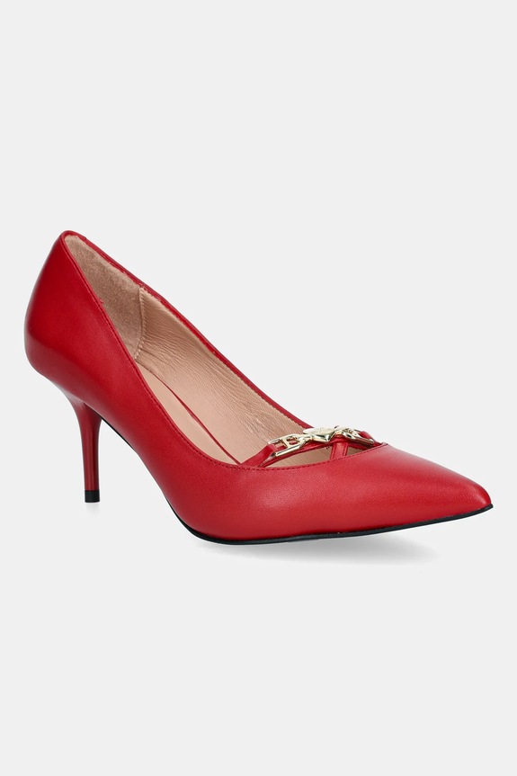 Love Moschino szpilki skórzane szpilka czerwony JA10277G1NIA0500