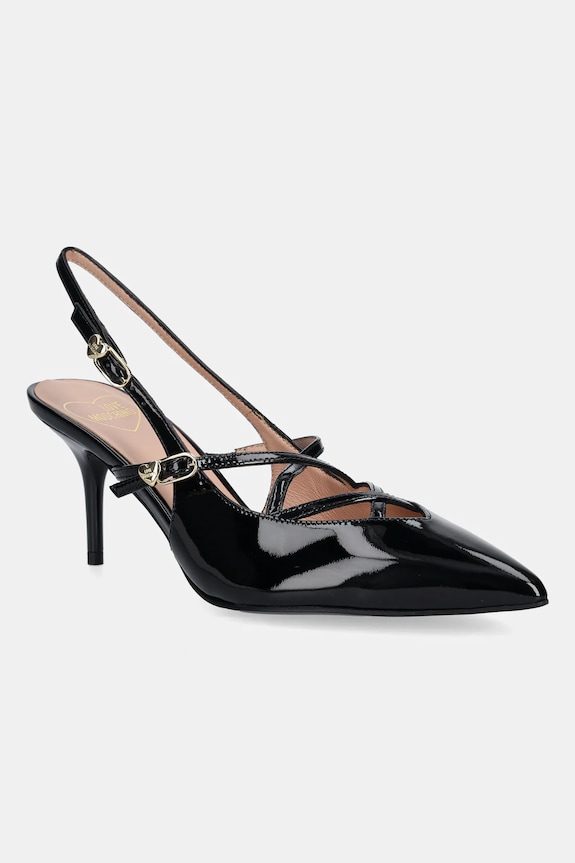 Love Moschino szpilki skórzane szpic czarny JA10287G1NIH0000