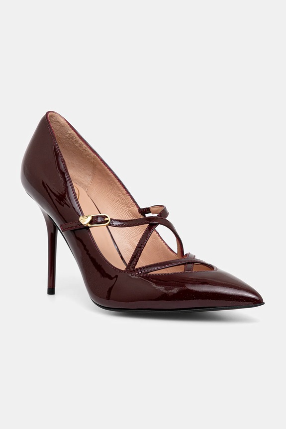 Kožené lodičky Love Moschino imitácia lakovanej kože burgundské JA10319G1NIH0556