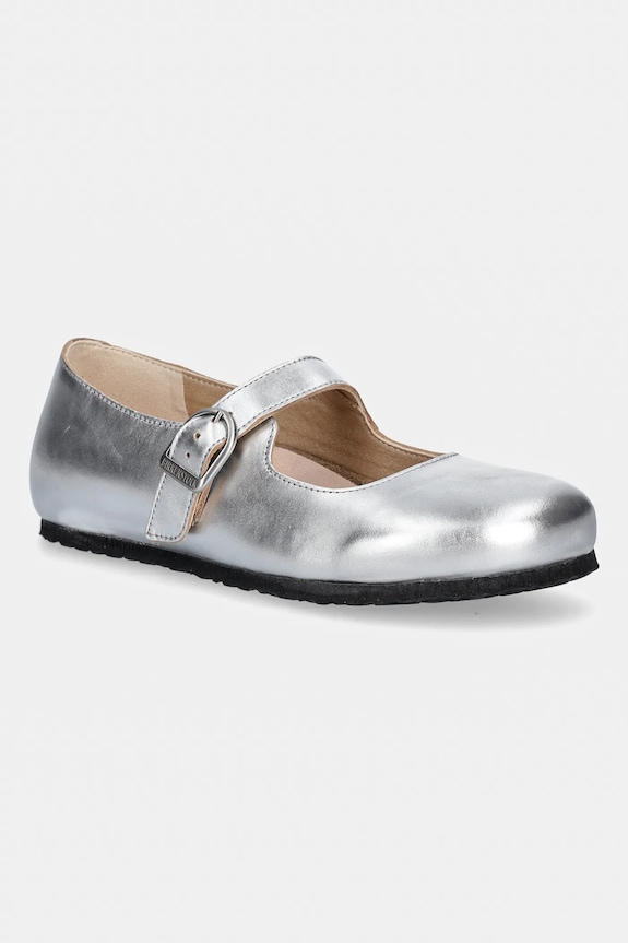 Birkenstock leather ballet flats Santa Clarita silver 1030679
