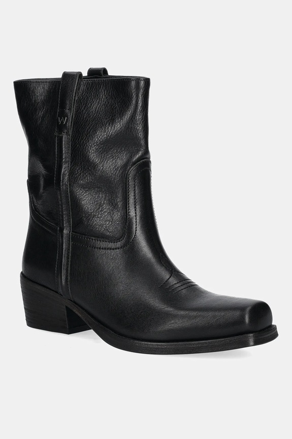 Kožne gležnjače Weekend Max Mara Ranch zrnata koža crna 2525796034600.BLACK