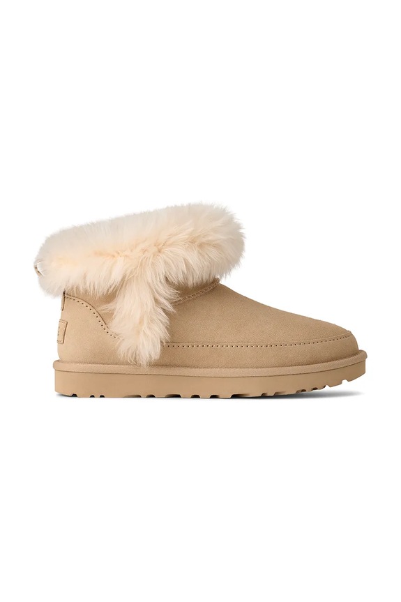 Μπότες χιονιού σουέτ UGG Classic Ultra Mini Chalet χωρίς φερμουάρ μπεζ 1173832.SNDCS