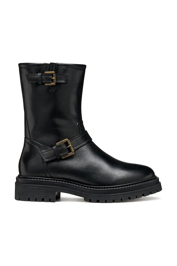Geox botki skórzane D IRIDEA płaski czarny D56HRD.00043.C9999