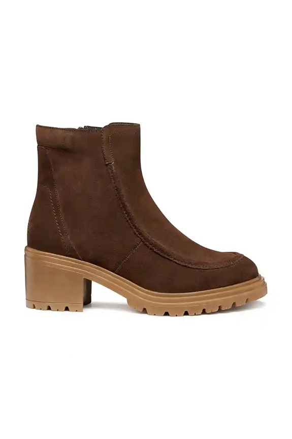 Geox cizme din piele întoarsă D DAMIANA 5-8 cm maro D56QCB.00022.C6006