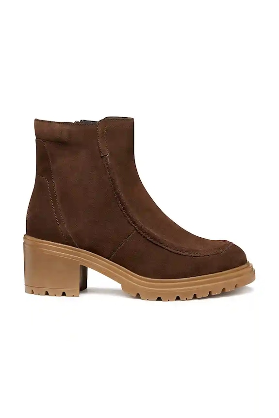 Geox cizme din piele întoarsă D DAMIANA 5-8 cm maro D56QCB.00022.C6006