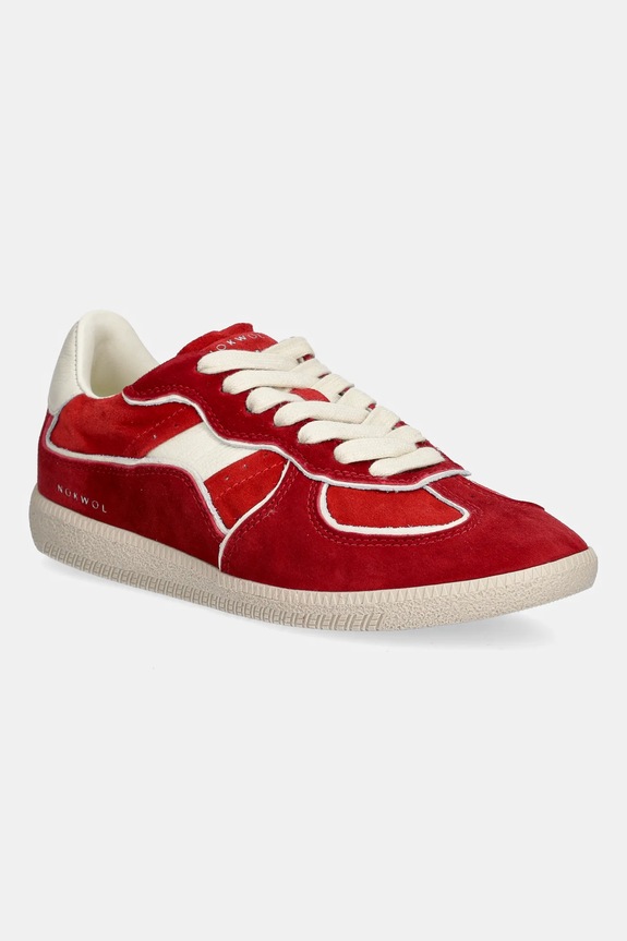 Semišové tenisky Nokwol August plochá červená August.Red.Kid.Suede