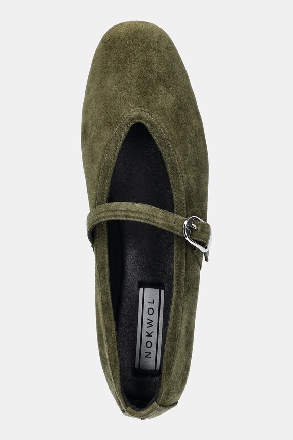 Nokwol balerini din piele întoarsă Lova verde Lova.Green.Suede