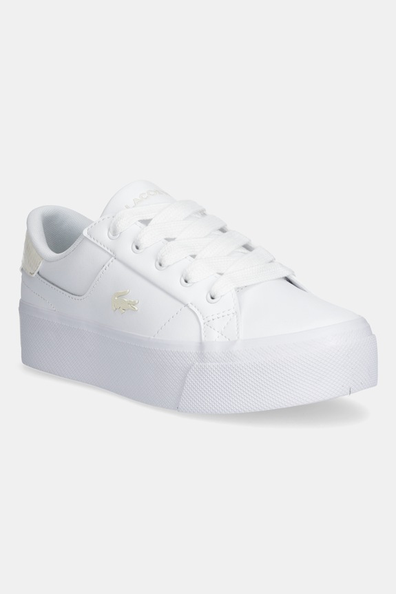 Tenisice Lacoste Ziane Platform Sneakers imitacija zrnate kože bijela 50CFA0033