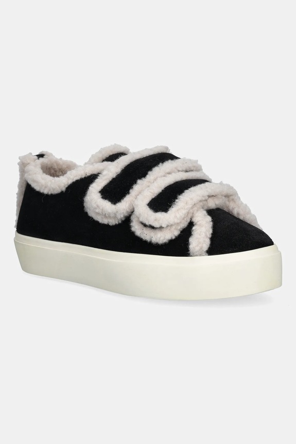 Inuikii sneakers in camoscio Shearling Low Velcro platform nero 1001.001.0231.000