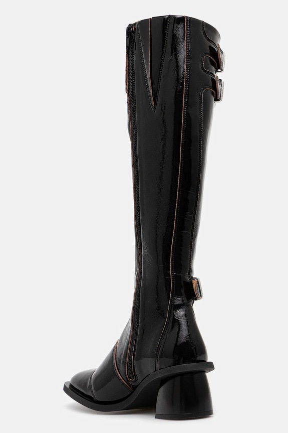 Obuwie GANNI kozaki Feminine Buckle High Boot Naplack S2740 czarny