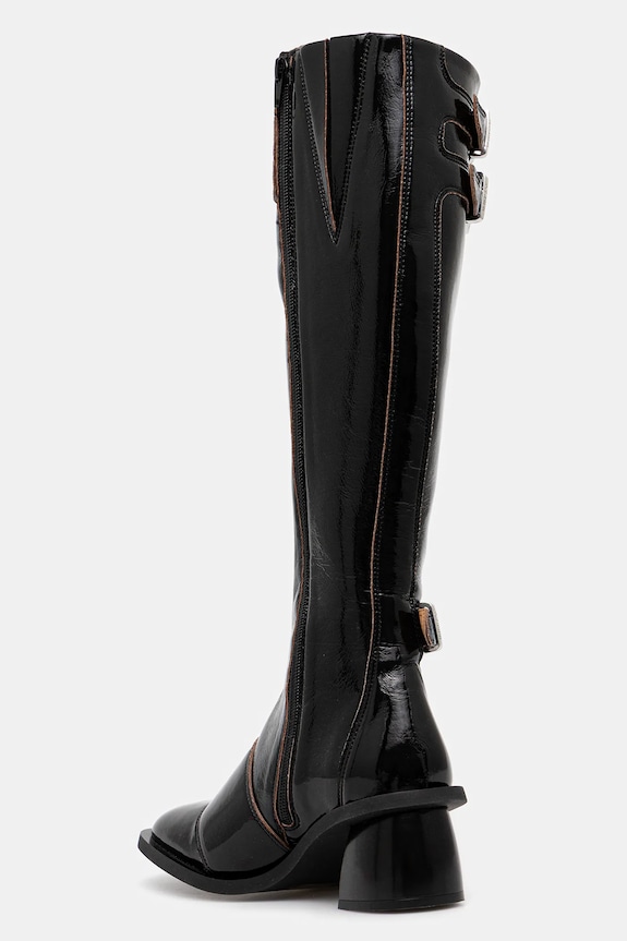 Obuwie GANNI kozaki Feminine Buckle High Boot Naplack S2740 czarny
