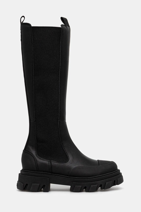 GANNI kozaki Cleated High Chelsea Boot S3240 czarny AW25