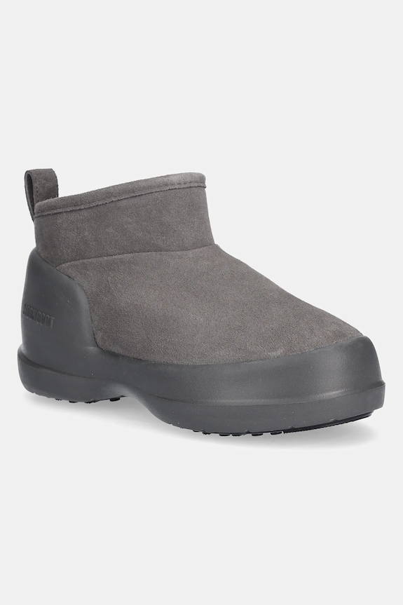 Čizme za snijeg od brušene kože Moon Boot MB MEZZALUNA LOW BOOT SUEDE lagana podstava siva 80D2500070.H005