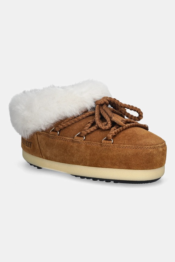 Moon Boot śniegowce zamszowe MB EVX MULE SUEDE brak zapięcia brązowy 80D1470090.ML06