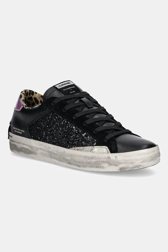 Crime London sneakers in pelle DISTRESSED pelle fiore nero 25008AA8.20