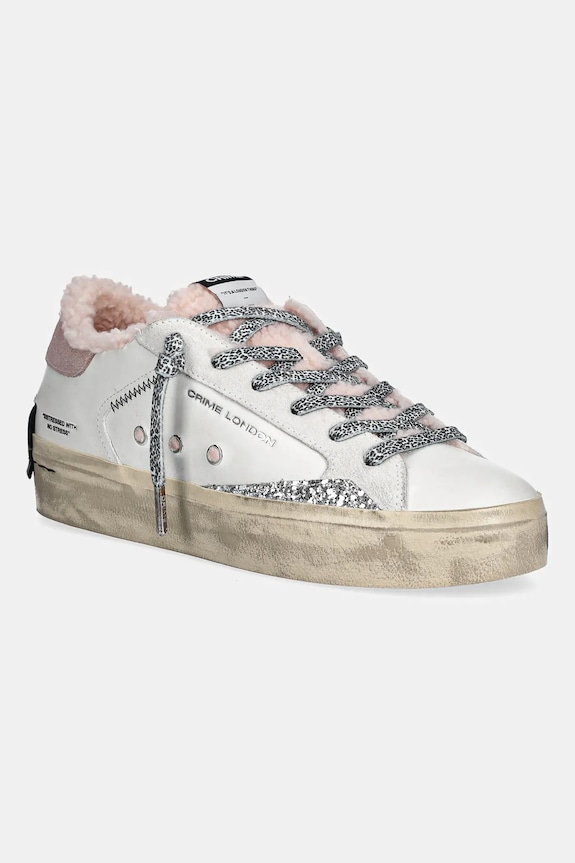 Crime London sneakers in pelle DISTRESSED PLATFORM pelle fiore bianco 25075AA8.10