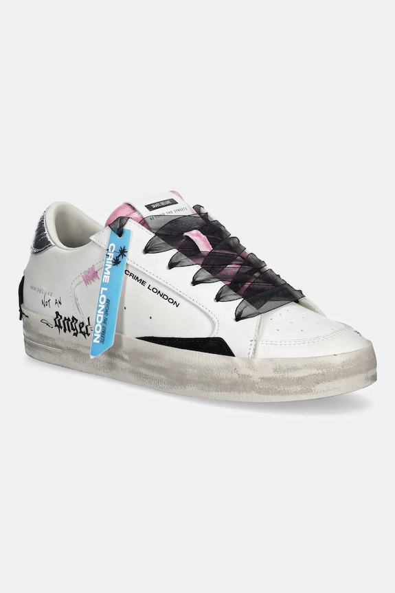 Crime London sneakers din piele SK8 DELUXE piele întoarsă alb 25102AA8.10