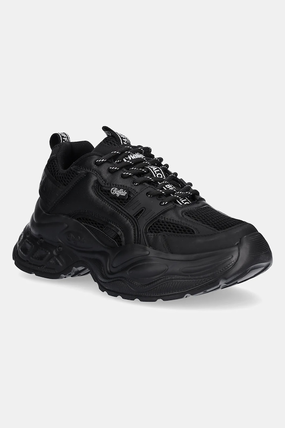 Buffalo sneakersy Yuno imitacja skóry licowej czarny 1636486.BLK
