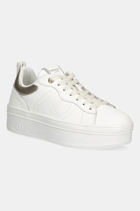 Δερμάτινα sneakers Twinset πλατφόρμα λευκό 252TCP024.07049