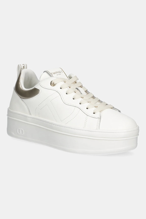 Δερμάτινα sneakers Twinset πλατφόρμα λευκό 252TCP024.07049
