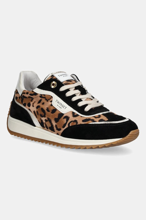 Twinset sneakersy skóra zamszowa brązowy 252TCP028.12624