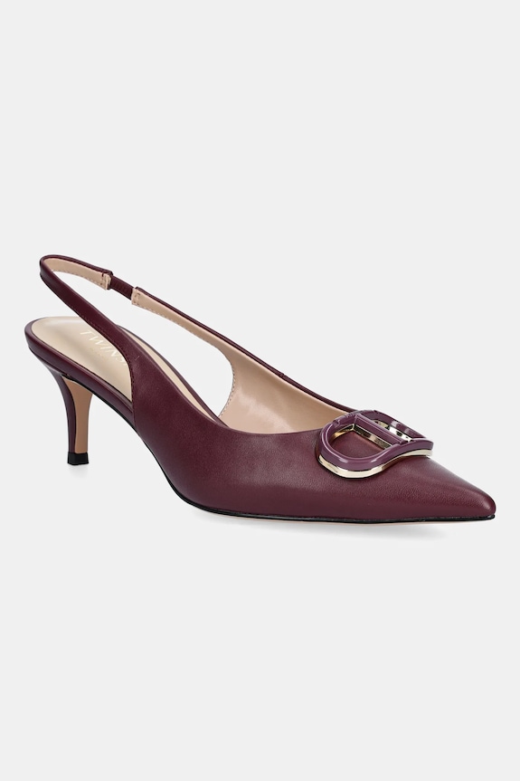 Twinset szpilki skórzane 5-8 cm bordowy 252TCP030.05609