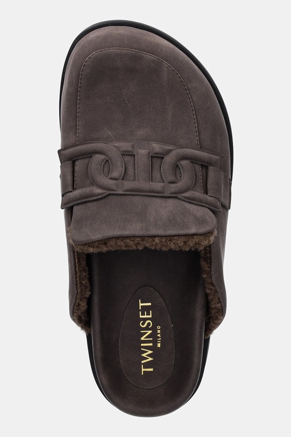 Παντόφλες Twinset καφέ 252TCP210.00203
