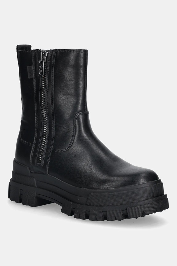 Buffalo botki Aspha Bootie Zip imitacja skóry licowej czarny 1270125