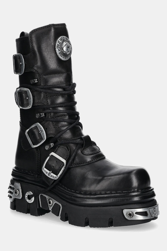 New Rock bocanci de piele neizolat negru M.373.S4