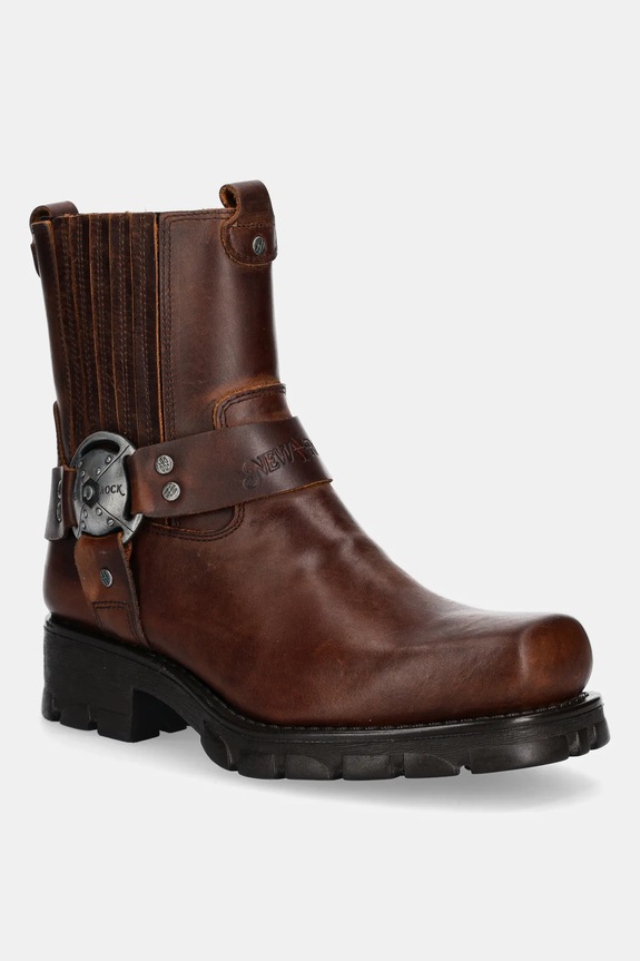 New Rock stivaletti chelsea in pelle Alaska Cuero, Motorcycle Marron non isolato marrone M.7605.S20