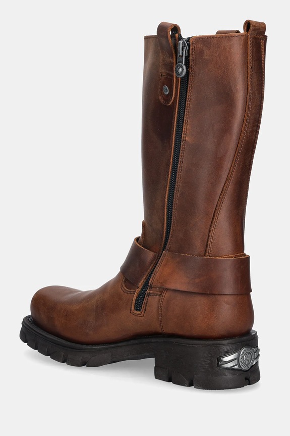 Cipők New Rock bőr csizma Alaska Cuero, Motorcycle Marron M.7610.C2 barna