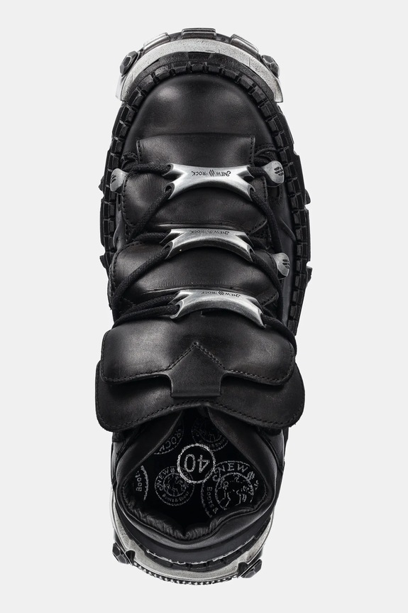 New Rock bőr sportcipő Crust Negro, Tank Casco Negro Power fekete M.WALL106.S10