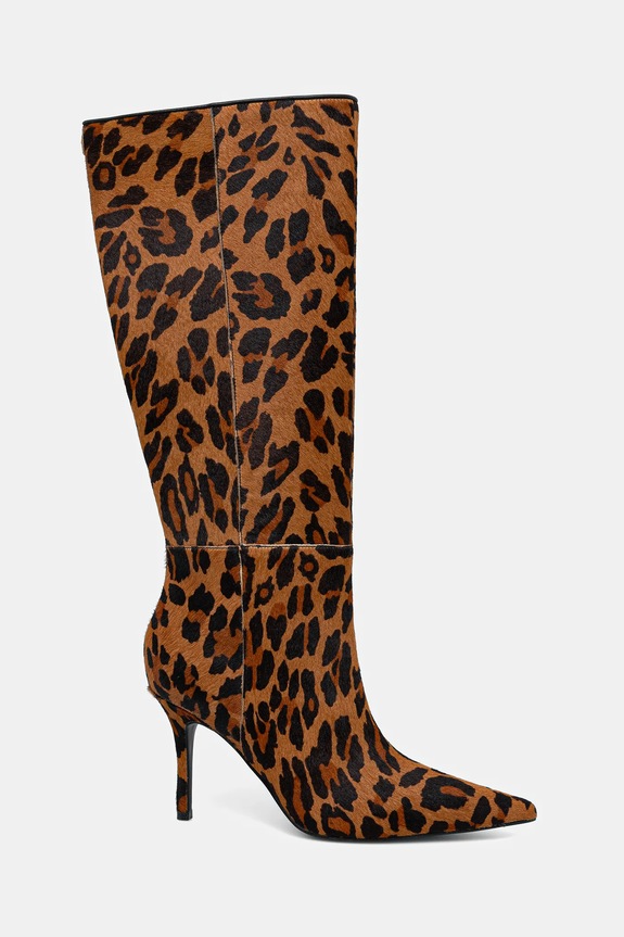 Guess kozaki skórzane GRESSAY FLFGSS.LEA11.LEOPA brązowy AW25
