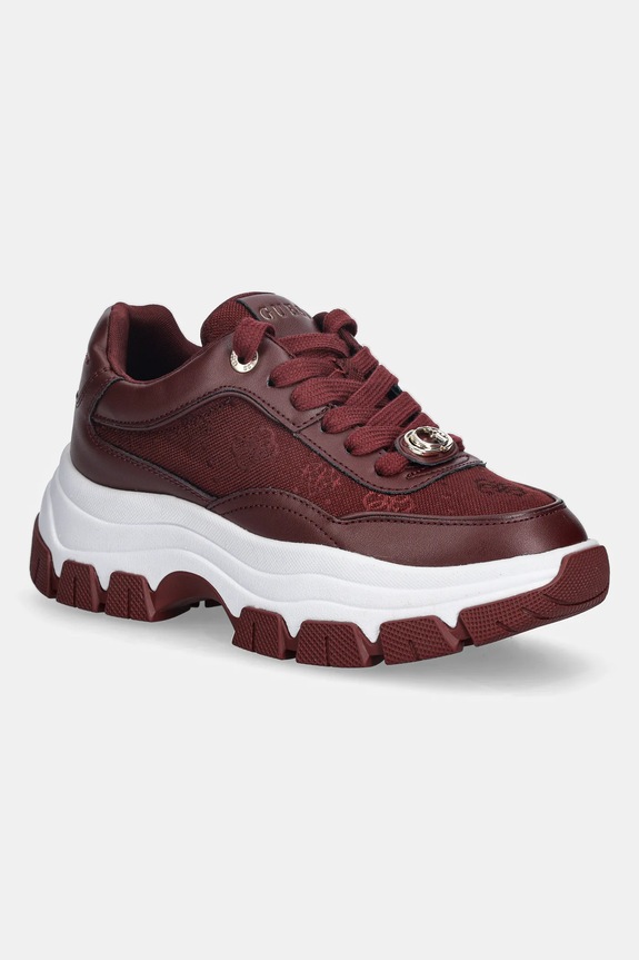 Guess sneakersy BERRETT2 imitacja skóry licowej bordowy FLFBRT.ELE12.WINE
