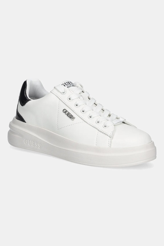 Δερμάτινα sneakers Guess ELBINA10 απομίμηση λείου δέρματος λευκό FLFE10.PEL12.WHIBL