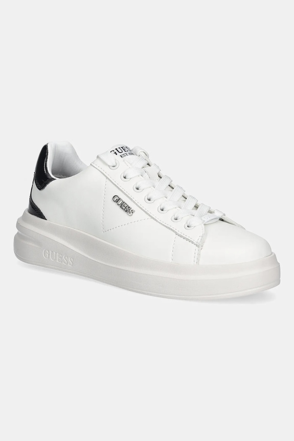 Δερμάτινα sneakers Guess ELBINA10 απομίμηση λείου δέρματος λευκό FLFE10.PEL12.WHIBL