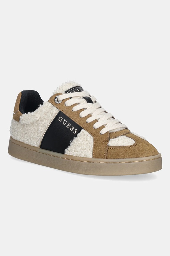 Guess sneakers JRONE9 imitatie de piele intoarsa bej FLFJR9.ESU12.LUGGA