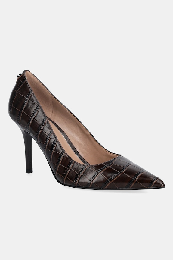 Δερμάτινες γόβες Guess PRINDY στιλέτο καφέ FLFPRN.LEP08.BROWN
