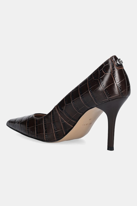 Παπούτσια Δερμάτινες γόβες Guess PRINDY FLFPRN.LEP08.BROWN καφέ