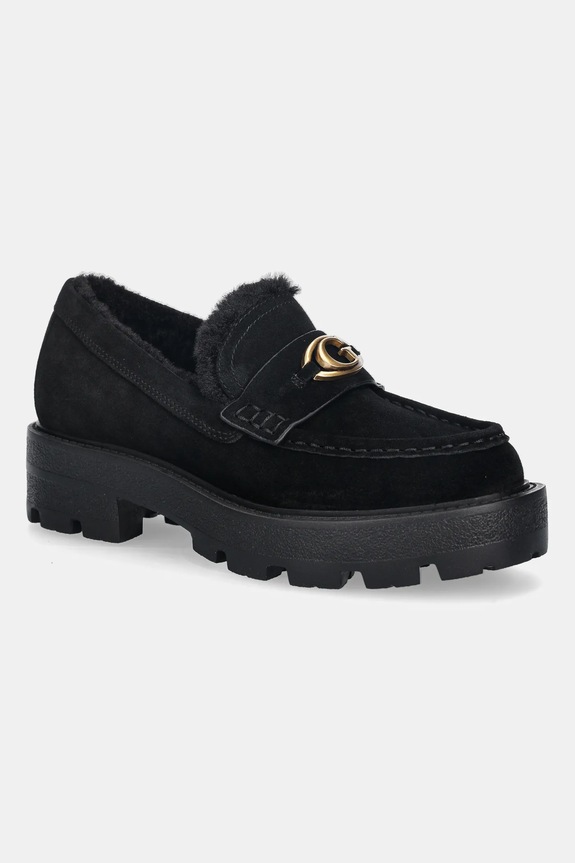 Guess mocasini din piele întoarsă YANIKAY piele întoarsă negru FLFYKY.SUE14.BLKBL