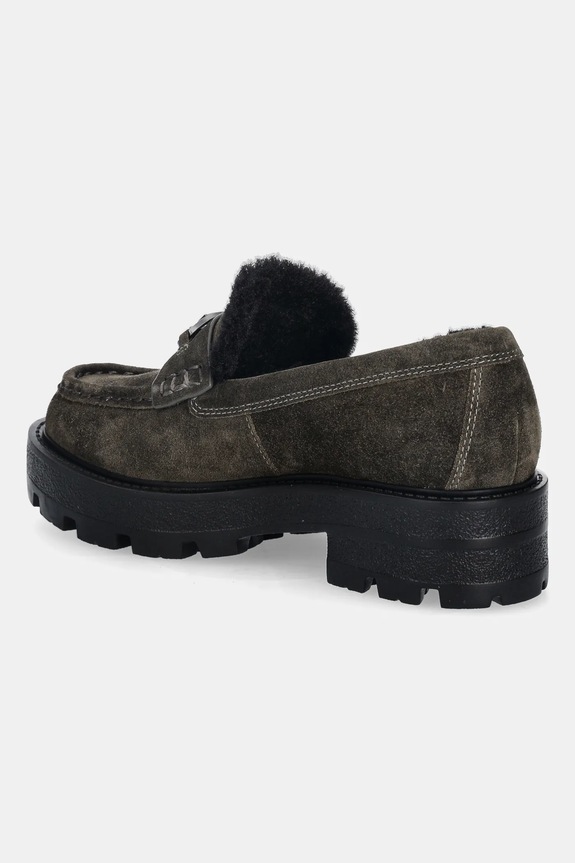 Încălțăminte Guess mocasini din piele întoarsă YANIKAY FLFYKY.SUE14.GREEN verde