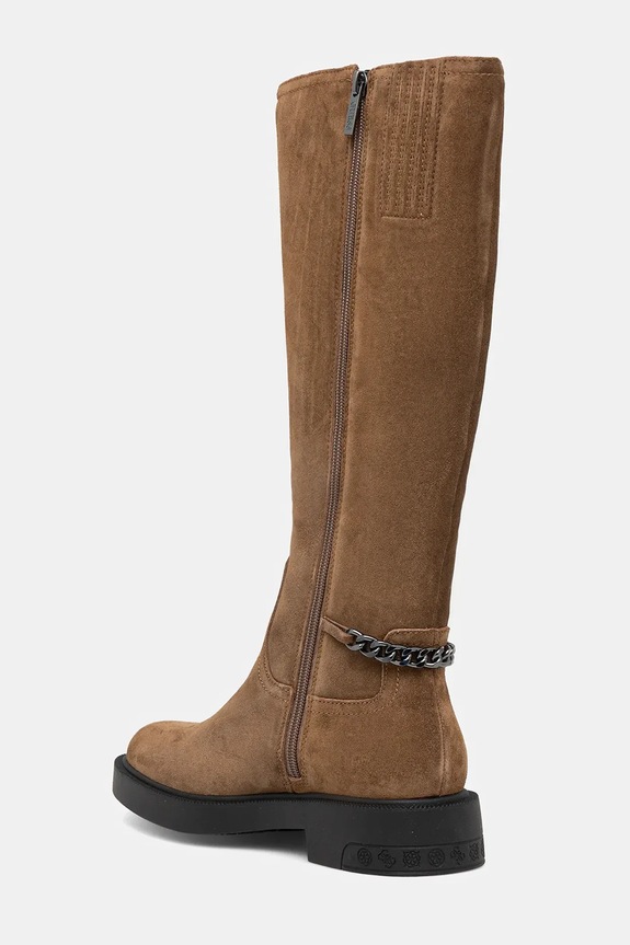 Încălțăminte Guess cizme din piele întoarsă FYONAL2 FLFYN2.LEA11.BROWN maro