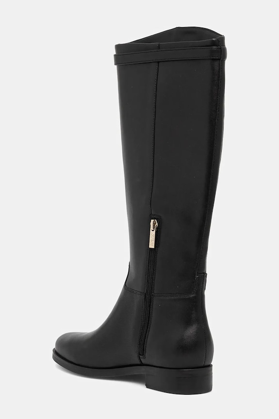 Boty Kožené kozačky Guess ZORO FLFZOR.LEA11.BLACK černá