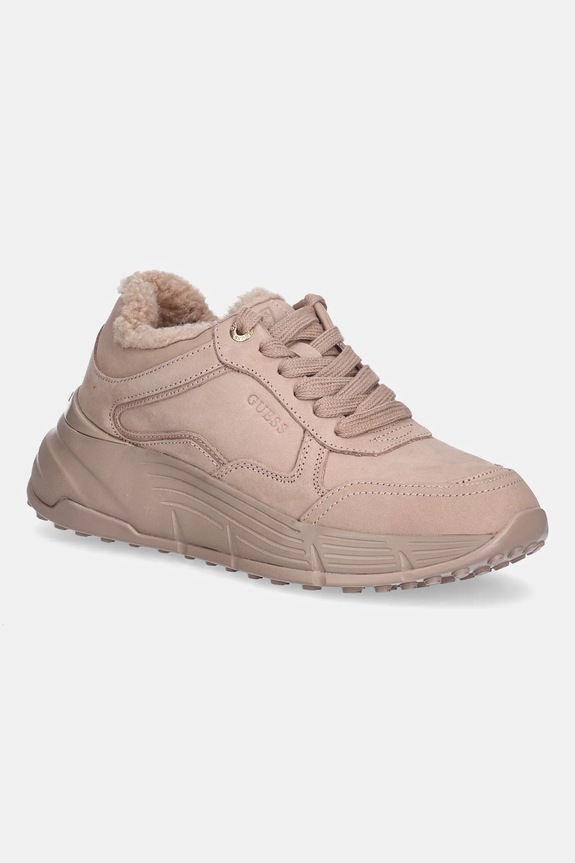 Guess scarpe da ginnastica in nubuck FARREA2 platform rosa FLF2RR.LEA12.BLUSH
