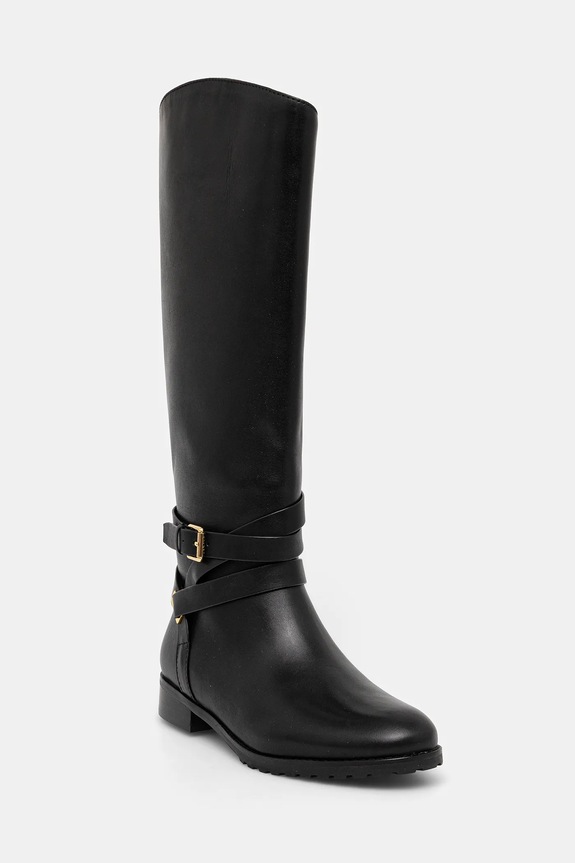 Kožené čižmy Lauren Ralph Lauren Collins Tll usňová koža čierna 802967771001.001