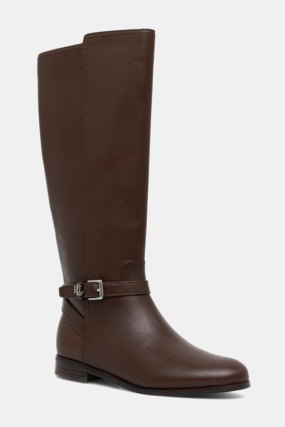 Kožené čižmy Lauren Ralph Lauren Brooke Tll 2 usňová koža hnedá 802974383002.200
