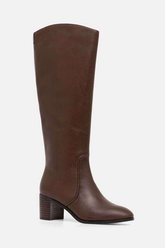 Lauren Ralph Lauren bőr csizma Charly magas barna 802974388002.200