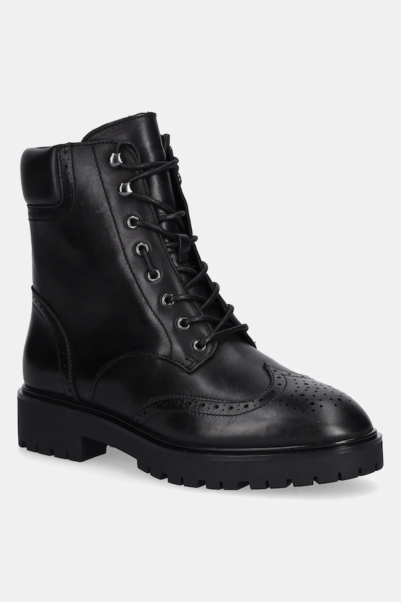 Kožne gležnjače Lauren Ralph Lauren Alysn Lup Pr zrnata koža crna 802980063001.001