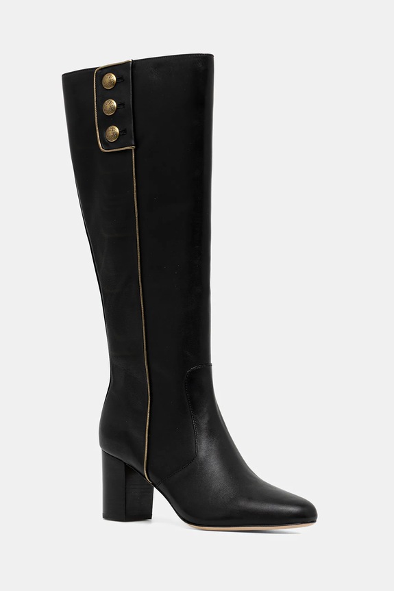 Kožne čizme Lauren Ralph Lauren Kenndi Tl Hl zrnata koža crna 802980067001.001